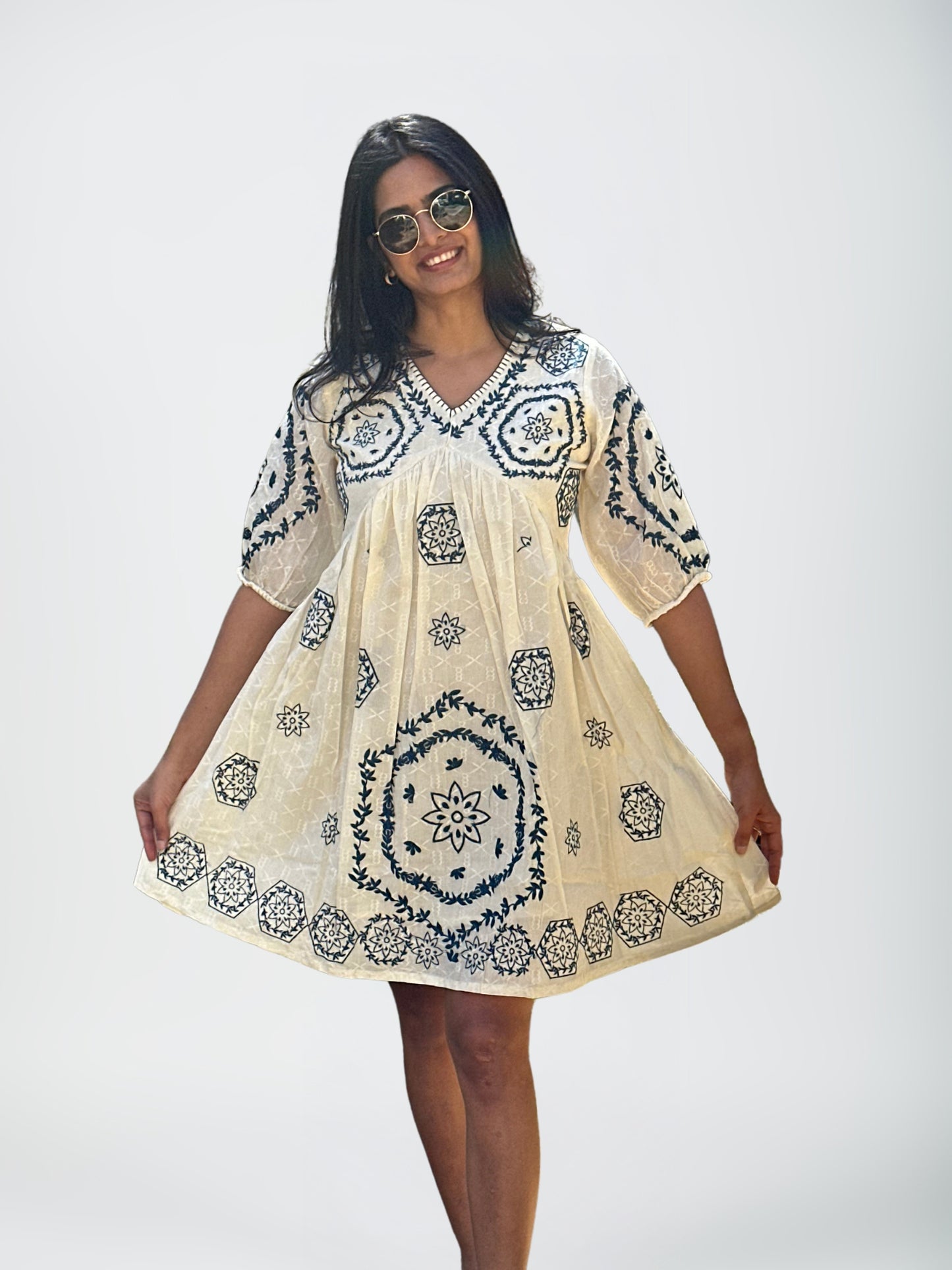 Ivory Foliage Short Dress