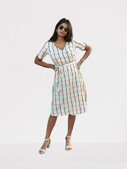 Checkered midi dress shop