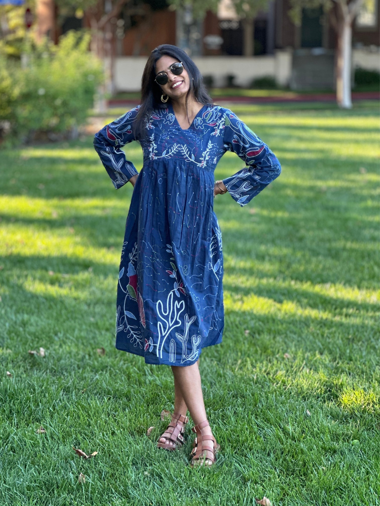 dress blue marine Midi blue-and-black-dress-or-white-and-gold-dress | Clix Size:32W 32L Dazzling blue cotton sets material_Polyester