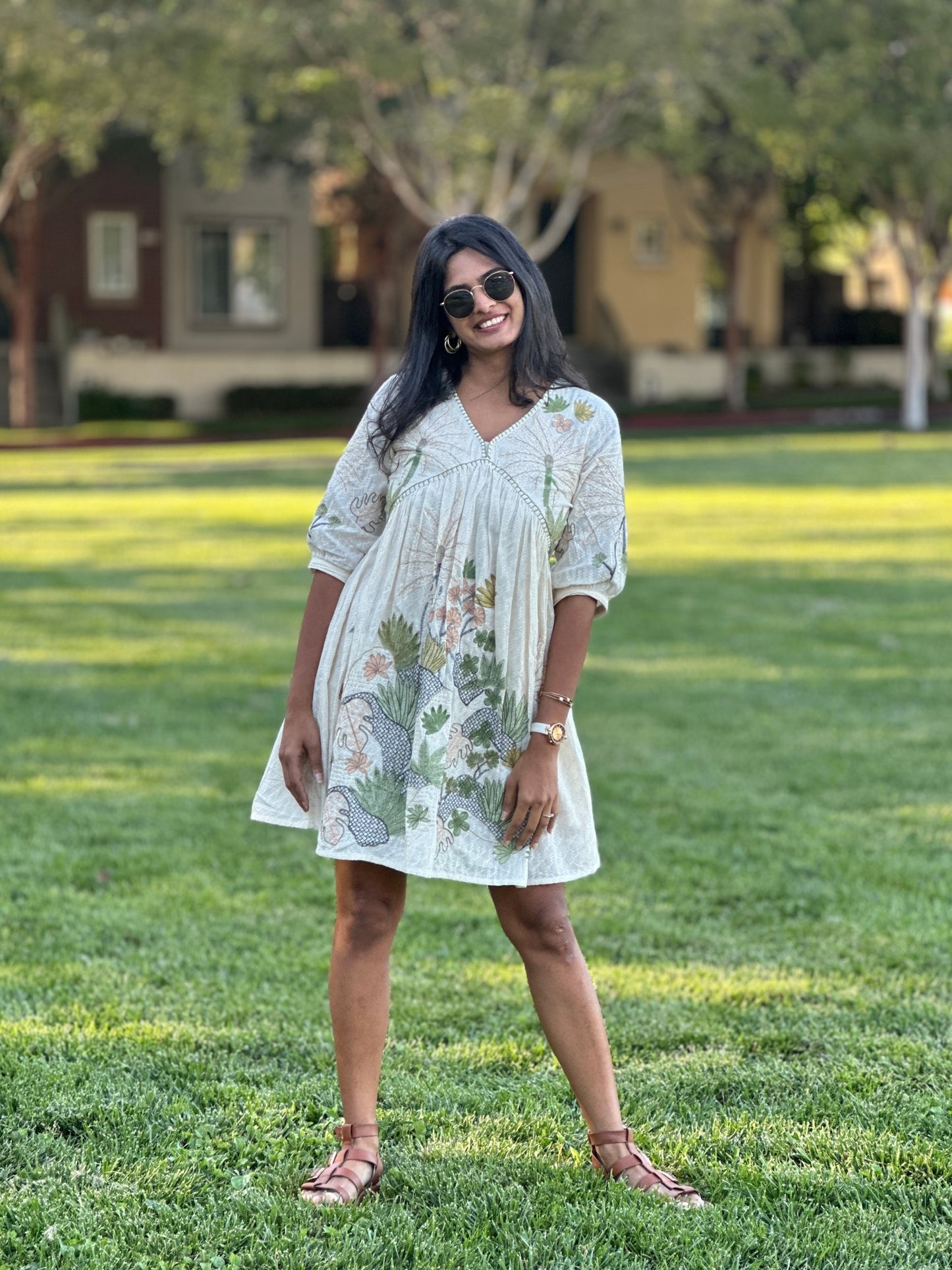 Ivory Tropical Short Dress