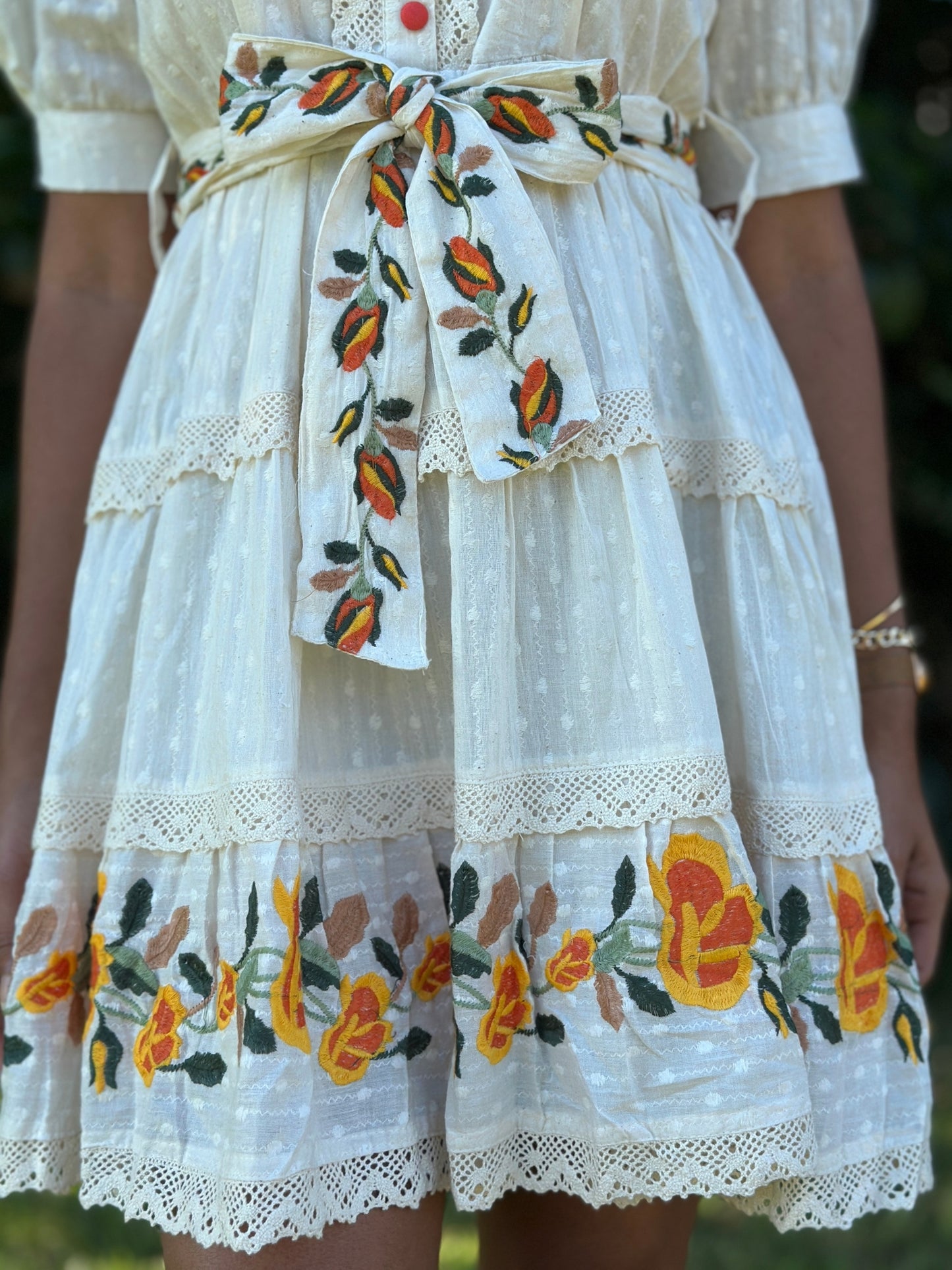 Ivory Poppy Short Dress
