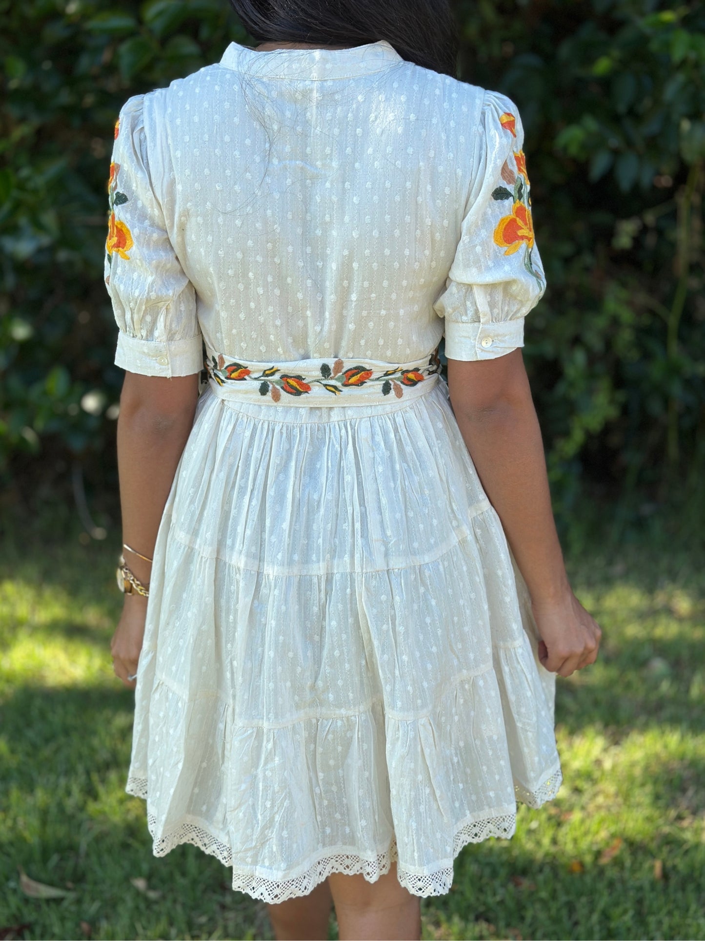 Ivory Poppy Short Dress