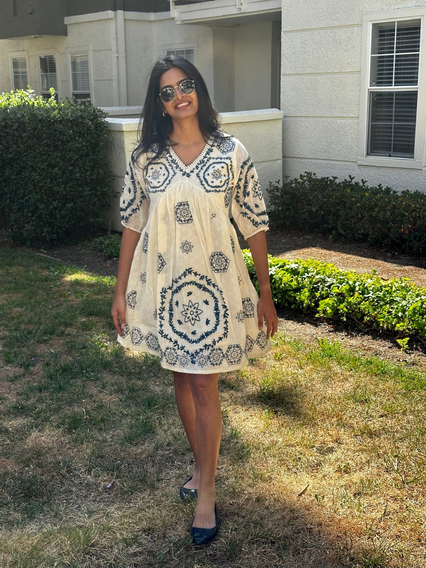 Ivory Foliage Short Dress