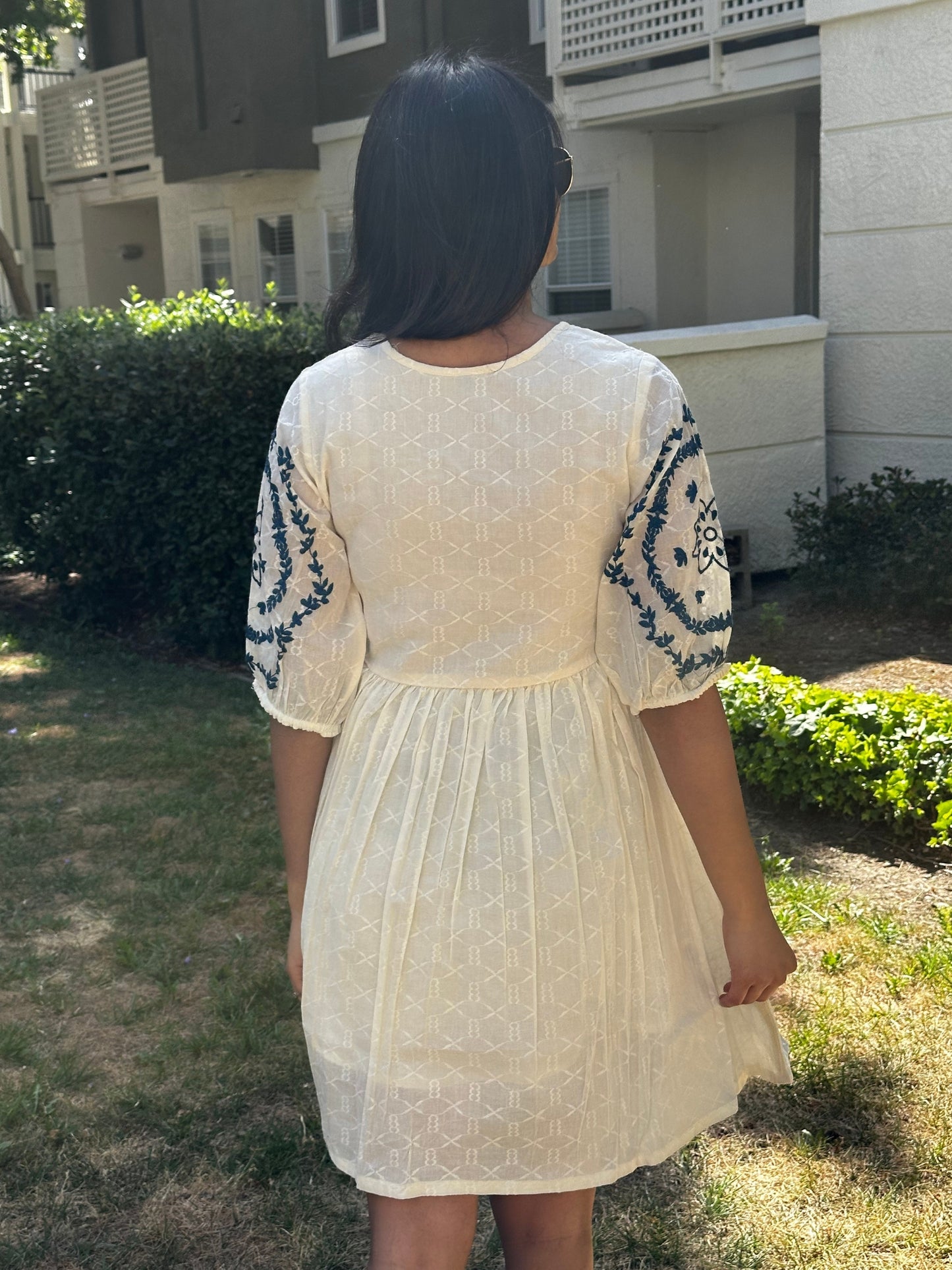 Ivory Foliage Short Dress