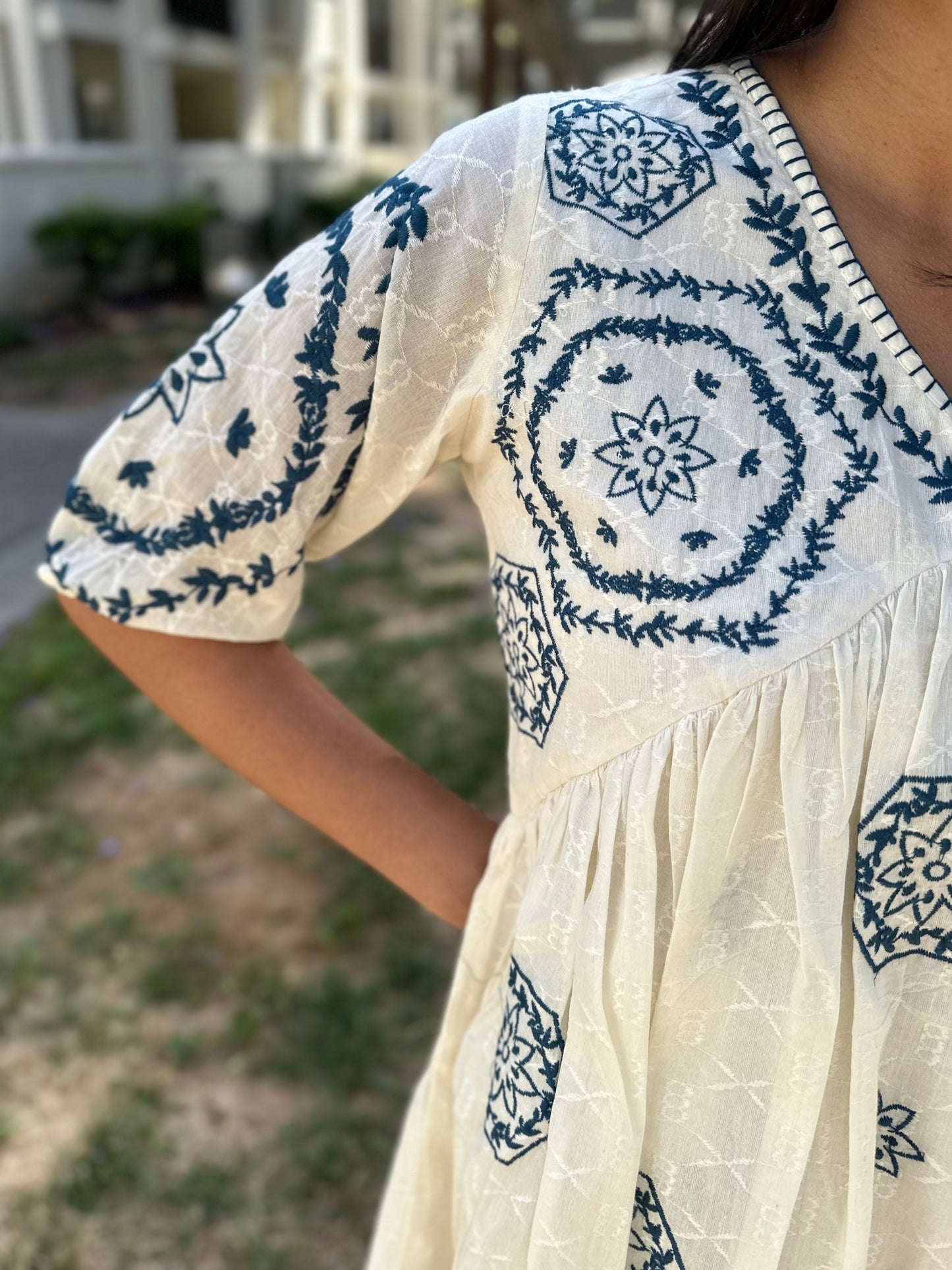 Ivory Foliage Short Dress