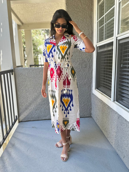 Ikkat Midi Dress