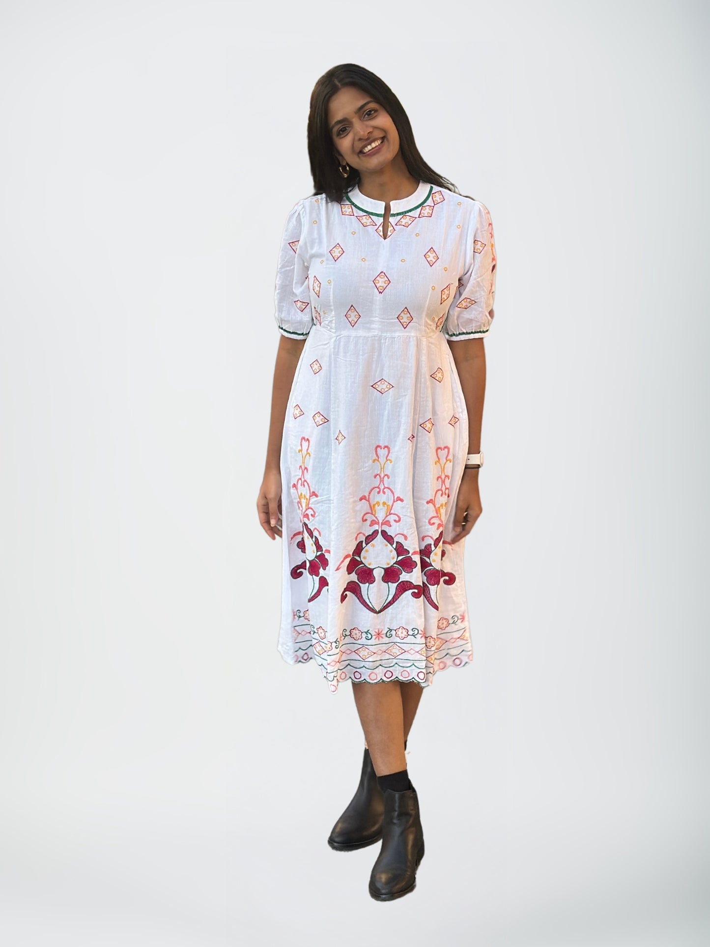 Frosty White Midi Dress