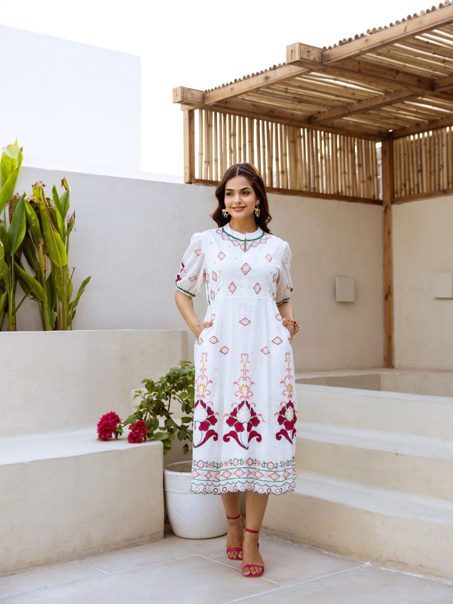 Frosty White Midi Dress