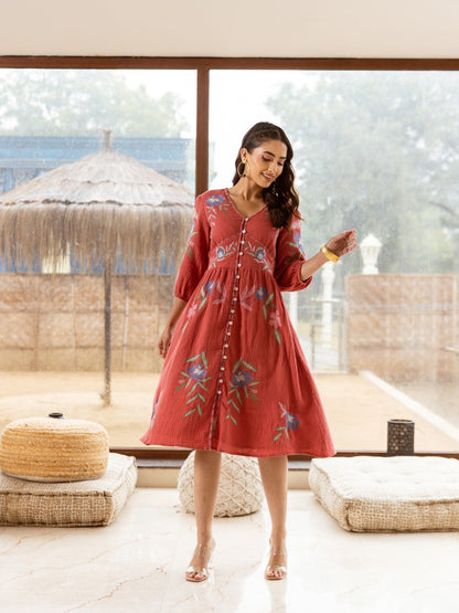 Rust Empire Dress