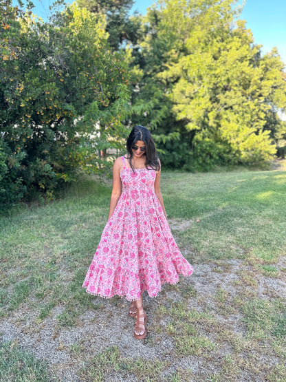 Rosy Bloom Maxi Dress