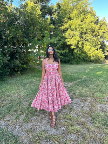 Rosy Bloom Maxi Dress