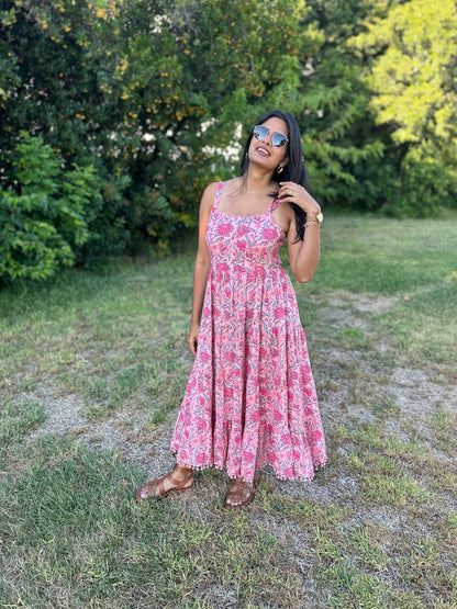 Rosy Bloom Maxi Dress