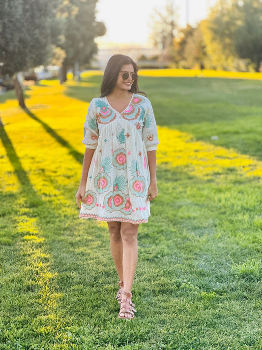 Ivory Blossom Short Dress
