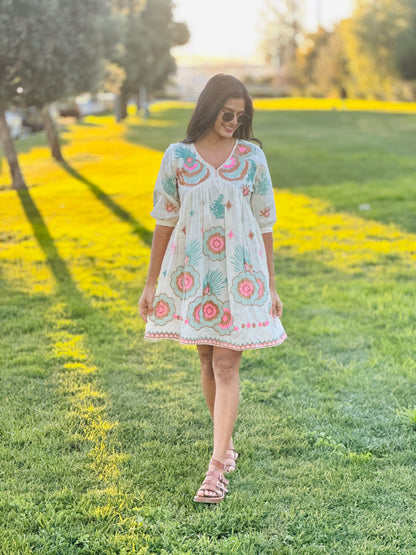Ivory Blossom Short Dress