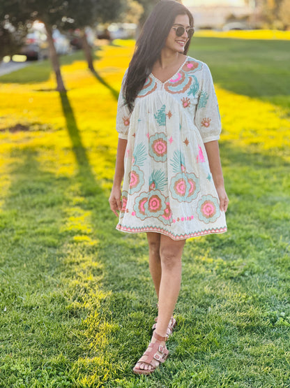 Ivory Blossom Short Dress