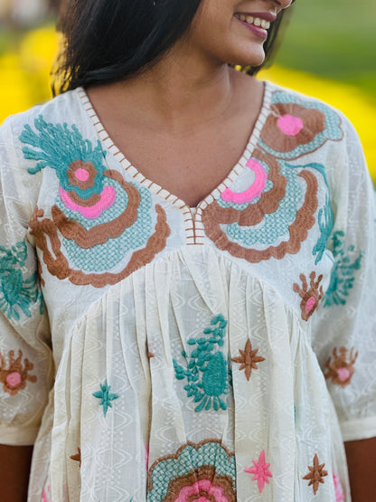Ivory Blossom Short Dress