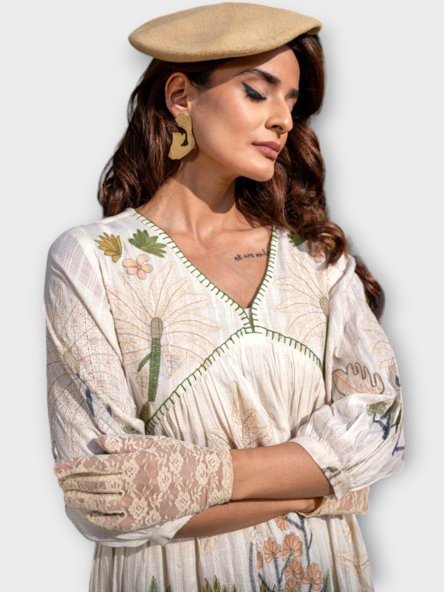 Ivory Tropical Short Dress