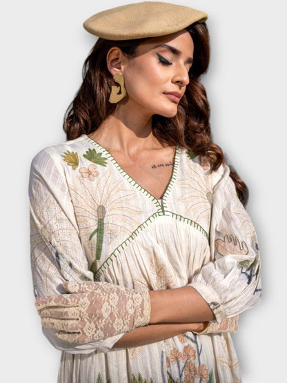 Ivory Tropical Short Dress